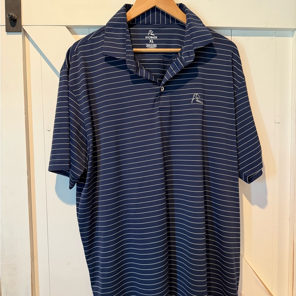 Rhoback Men's Navy Striped Polo Shirt